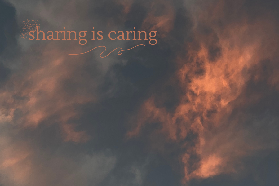 picture of orange sky and clouds with text over