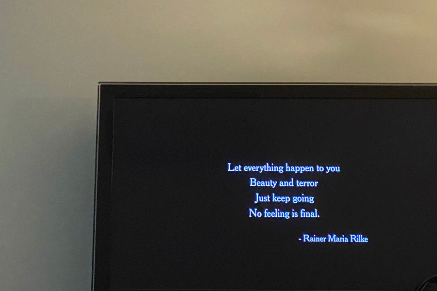 a tv screen with a movie quote