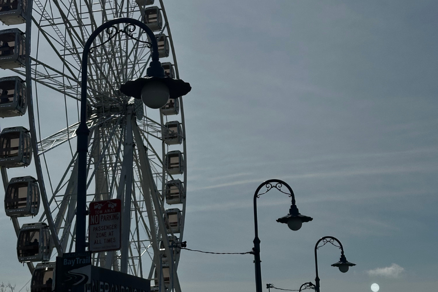 ferris wheel and street lamps, settled in