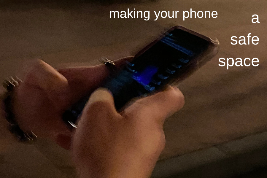 someone typing on phone, safe space